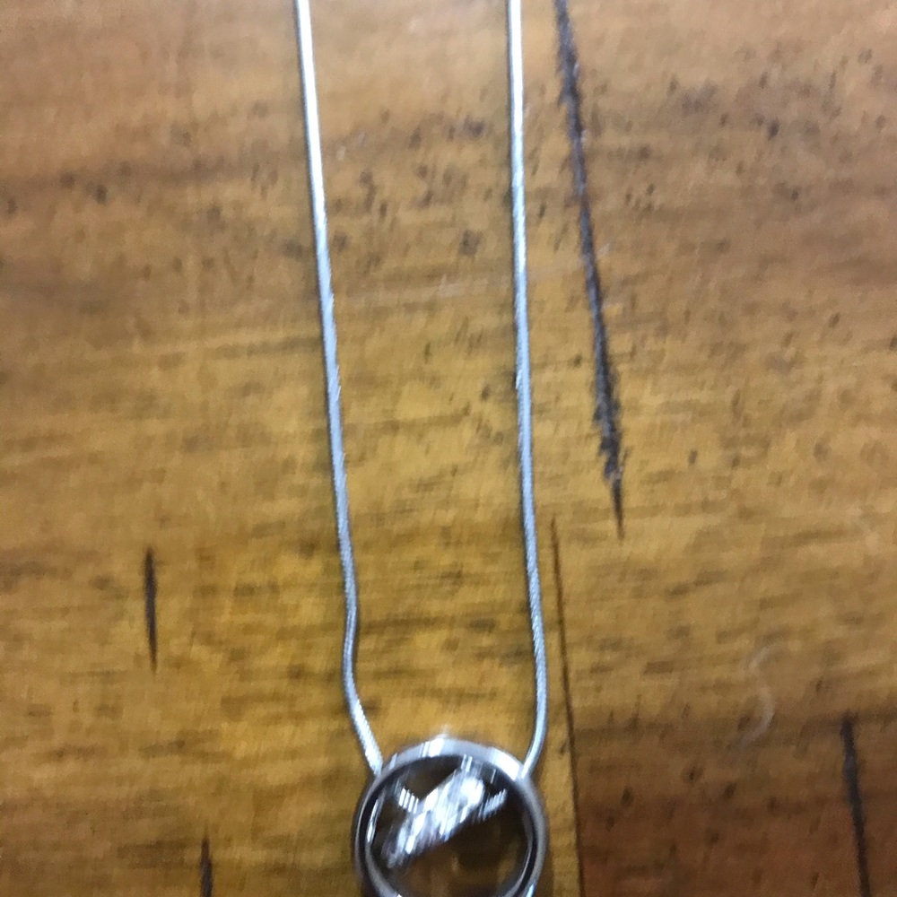 Express double chain circle in circle silver adjustable necklace - Picture 9 of 9